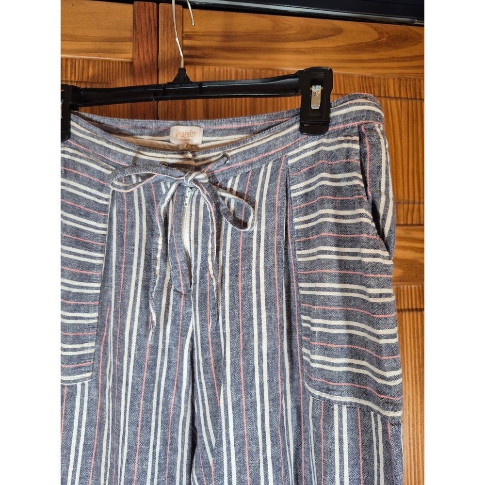 Laundry by Shelli Segal Striped Linen Blend Wide Leg Pants Blue Pink Size‎ 8 - Picture 2 of 6